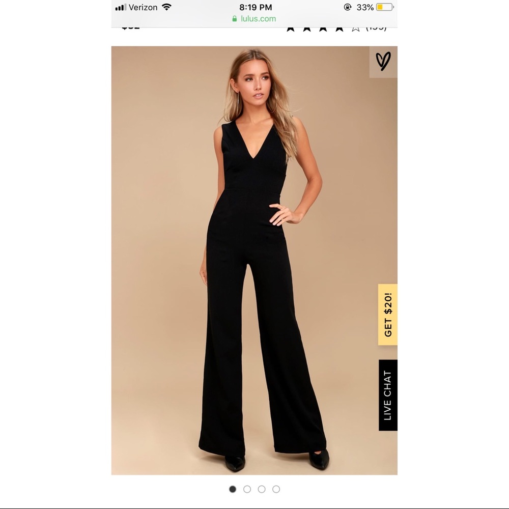 Lulus Black V Neck Wide Leg Jumpsuit
